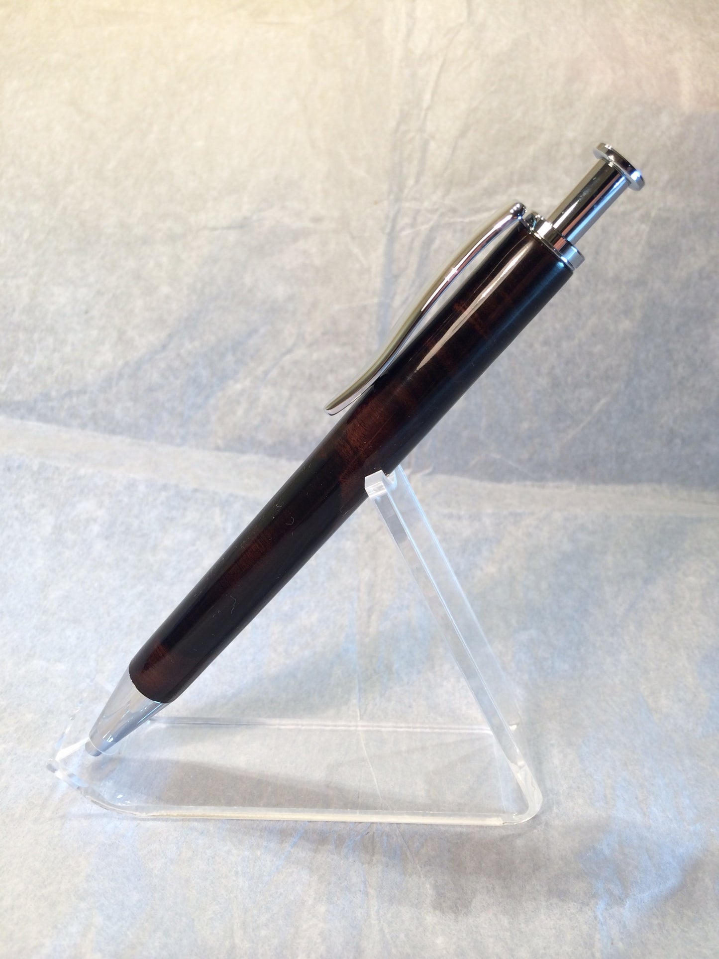 Long Clicker Ballpoint Pen -- Cross Cut Black and White Ebony