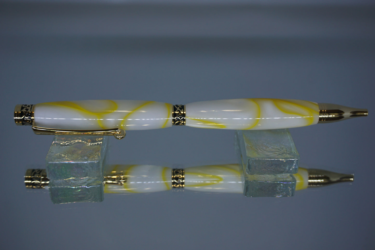 Chic-Line Twist Ballpoint Pen -- Acrylic -- White & Yellow