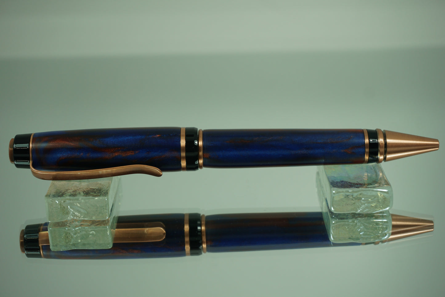 Premium Cigar Twist Ballpoint Pen -- Acrylic -- Blue & Copper