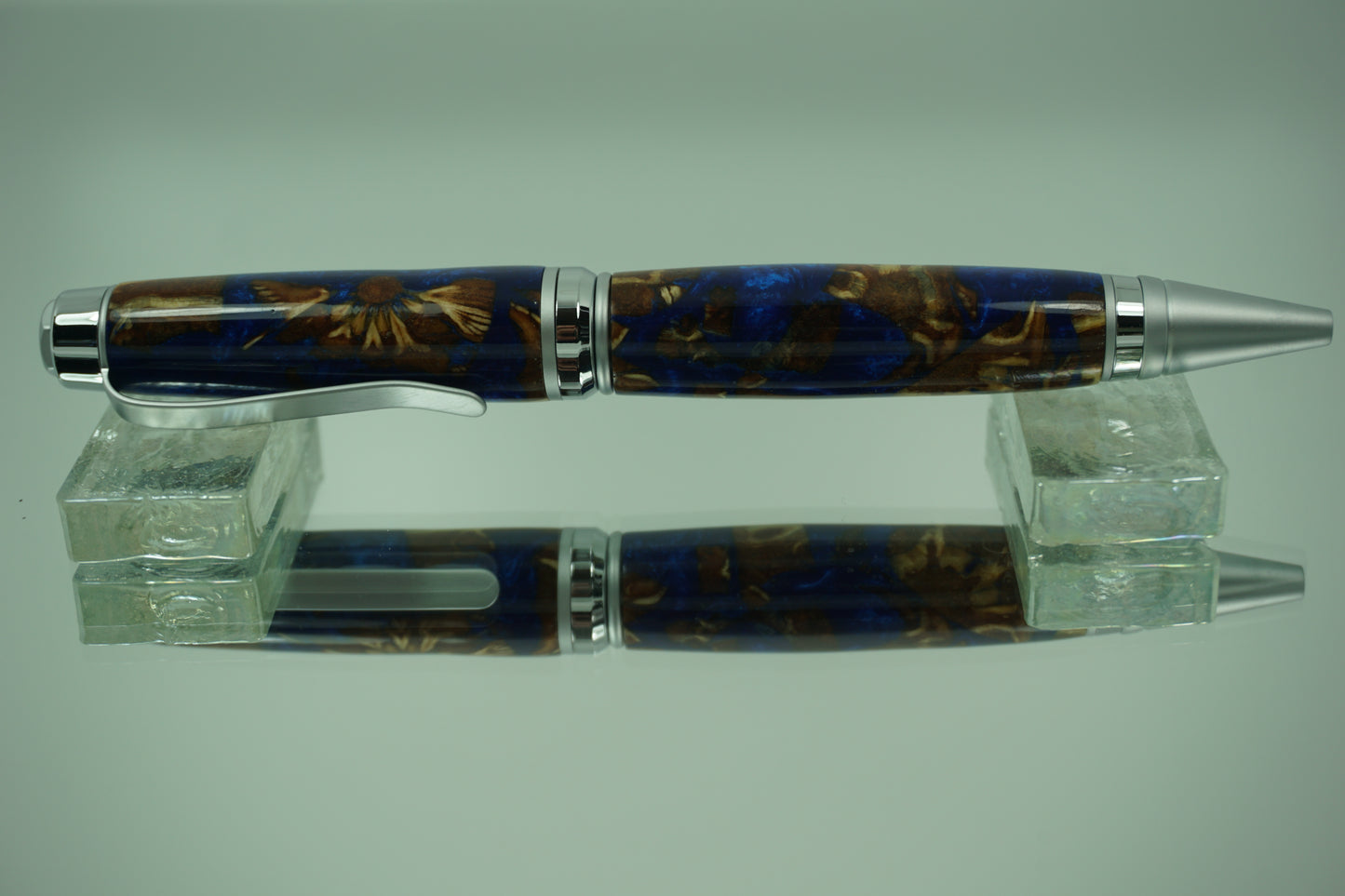 Premium Cigar Twist Ballpoint Pen -- Composite -- Acrylic (Blue) & Pine Cone