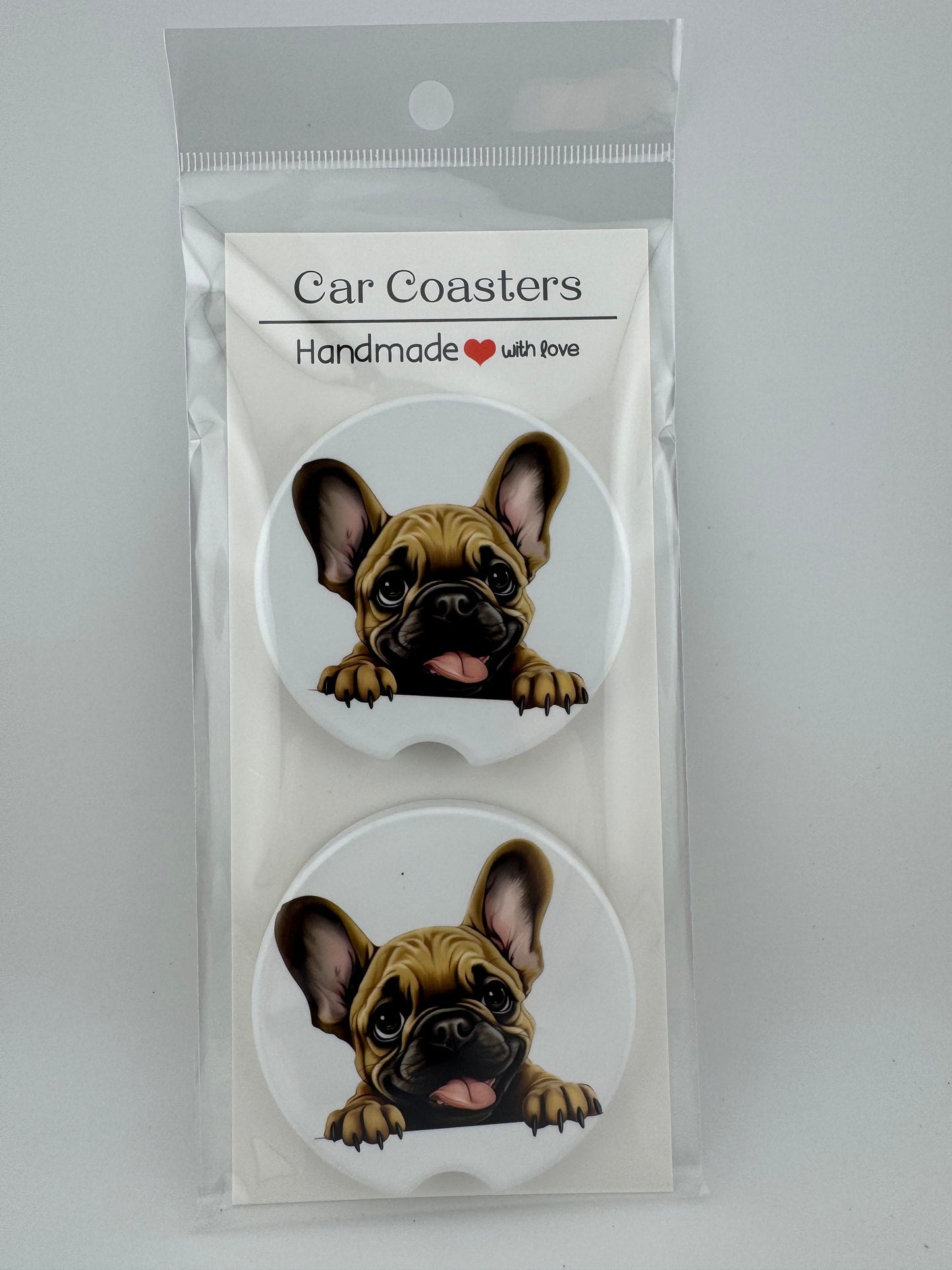 Car Coaster -- UV Printed -- French Bulldog (Set of 2)