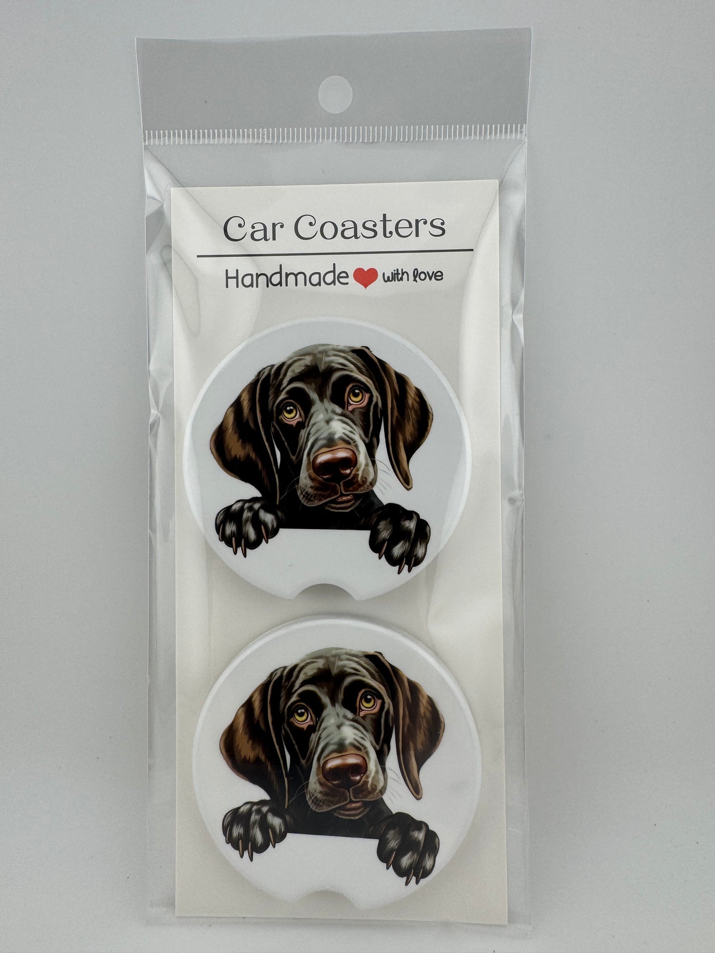 Car Coaster -- UV Printed -- German Shorthaired Pointer (Set of 2)
