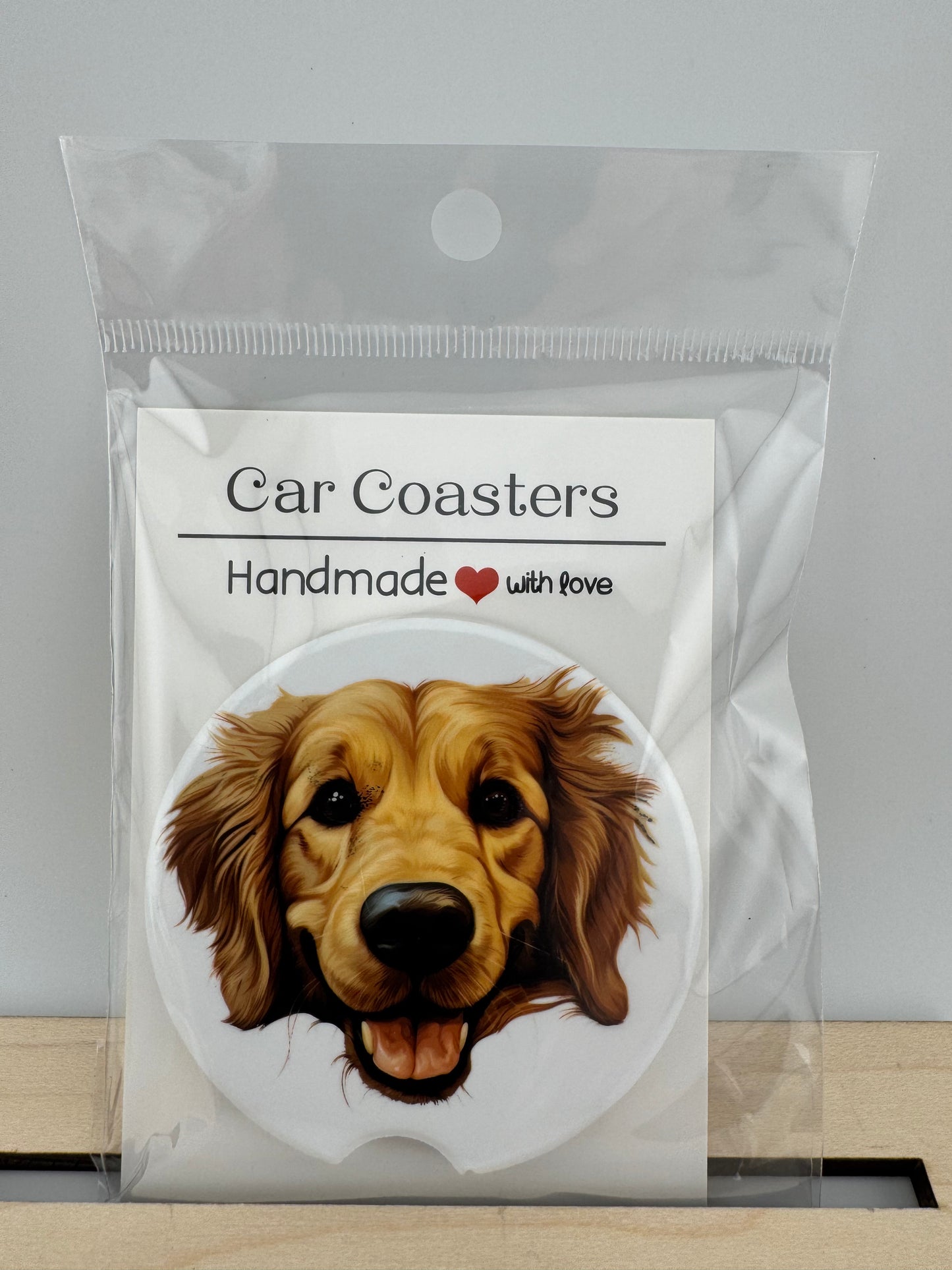 Car Coaster -- UV Printed -- Golden Retriever