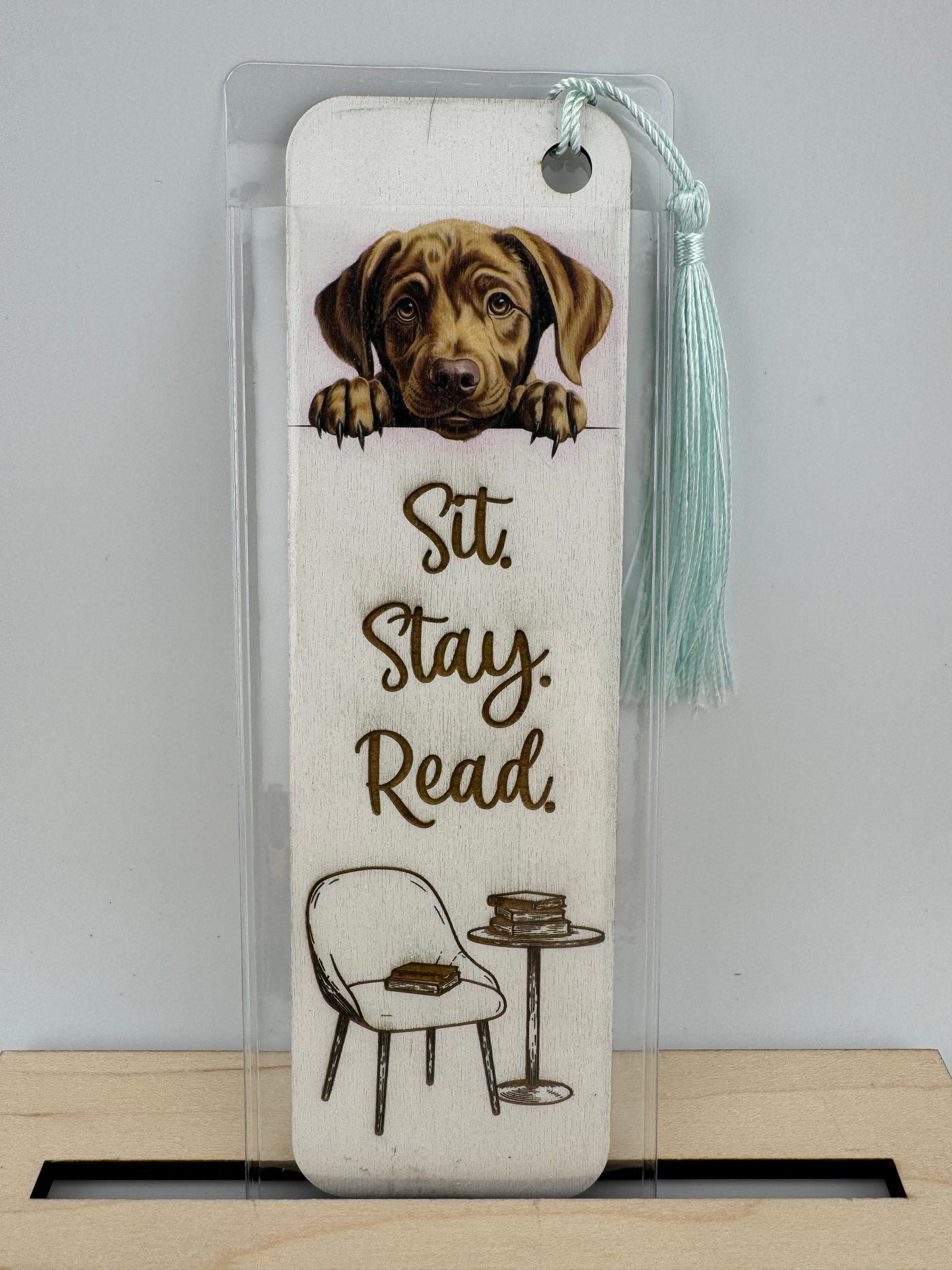 Bookmark -- UV Printed & Laser -- Labrador Retriever -- Sit. Stay. Read