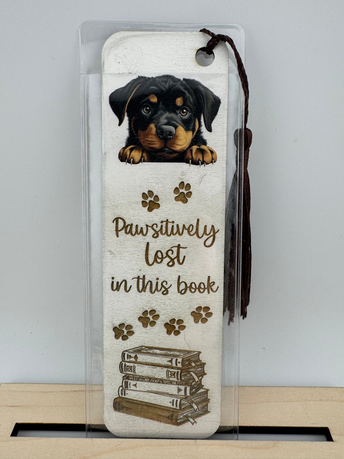 Bookmark -- UV Printed & Laser -- Rottweiler -- Pawsitively Lost In This Book