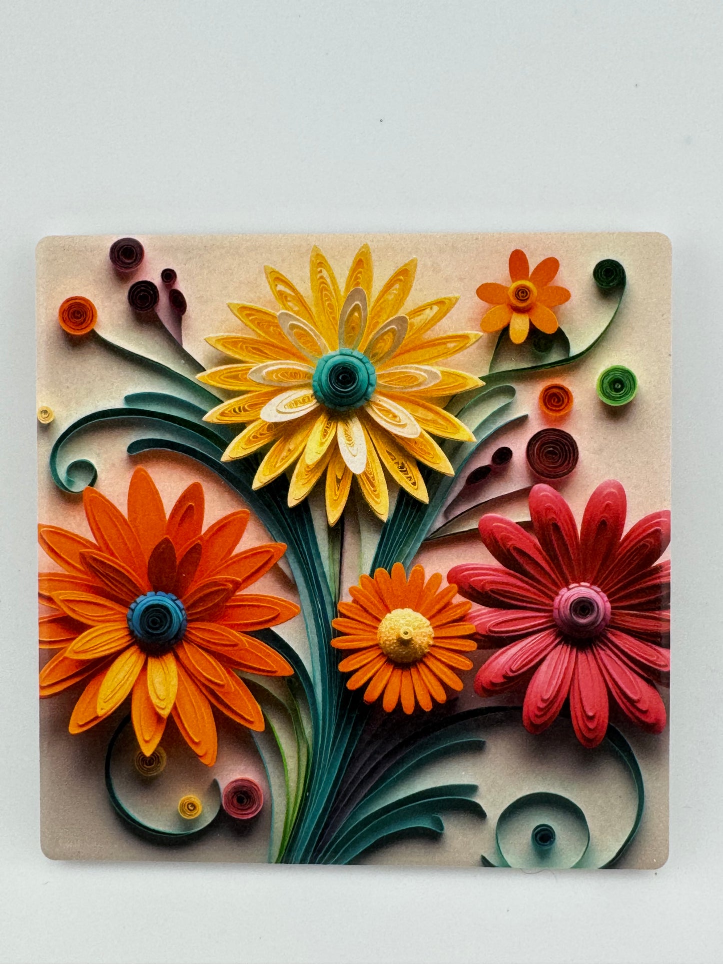 Coaster -- UV Printed -- Square -- Flowers (Set of 4)