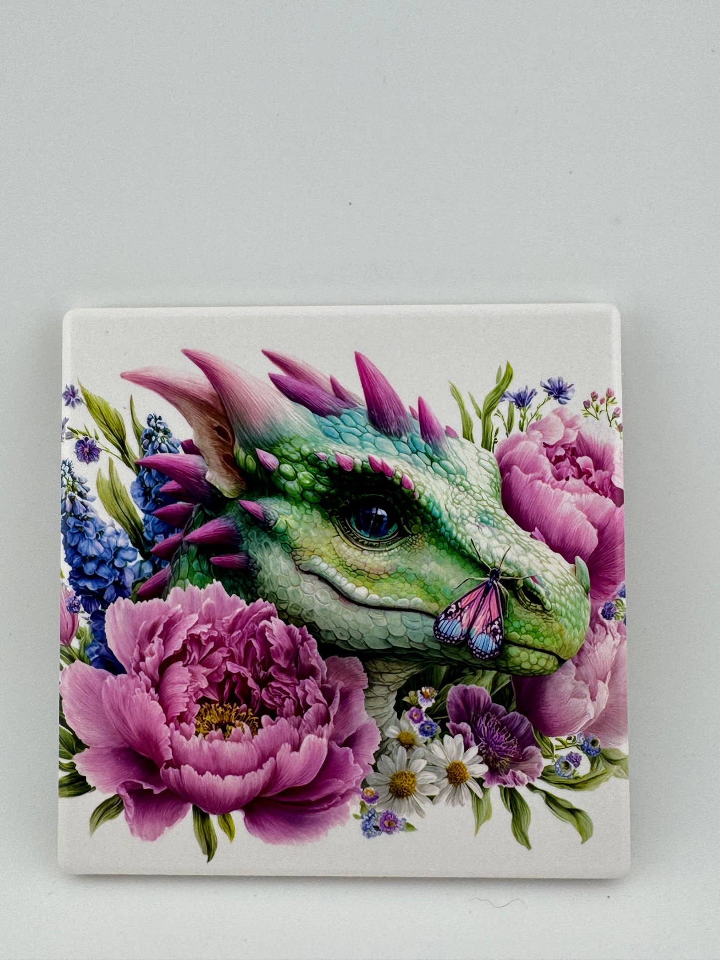 Coaster -- UV Printed -- Square -- Dragons/Flowers (Set of 4)