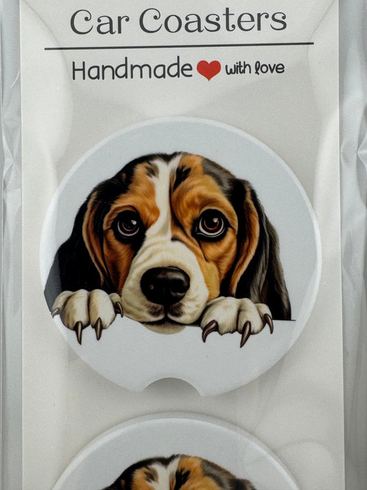 Car Coaster -- UV Printed -- Beagle (Set of 2)