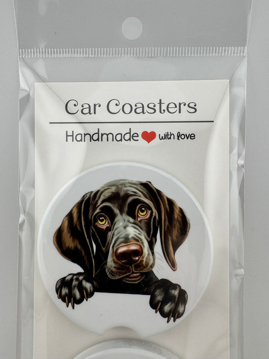 Car Coaster -- UV Printed -- German Shorthaired Pointer (Set of 2)