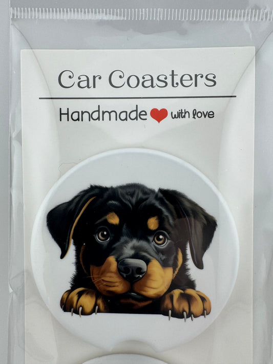 Car Coaster -- UV Printed -- Rottweiler (Set of 2)