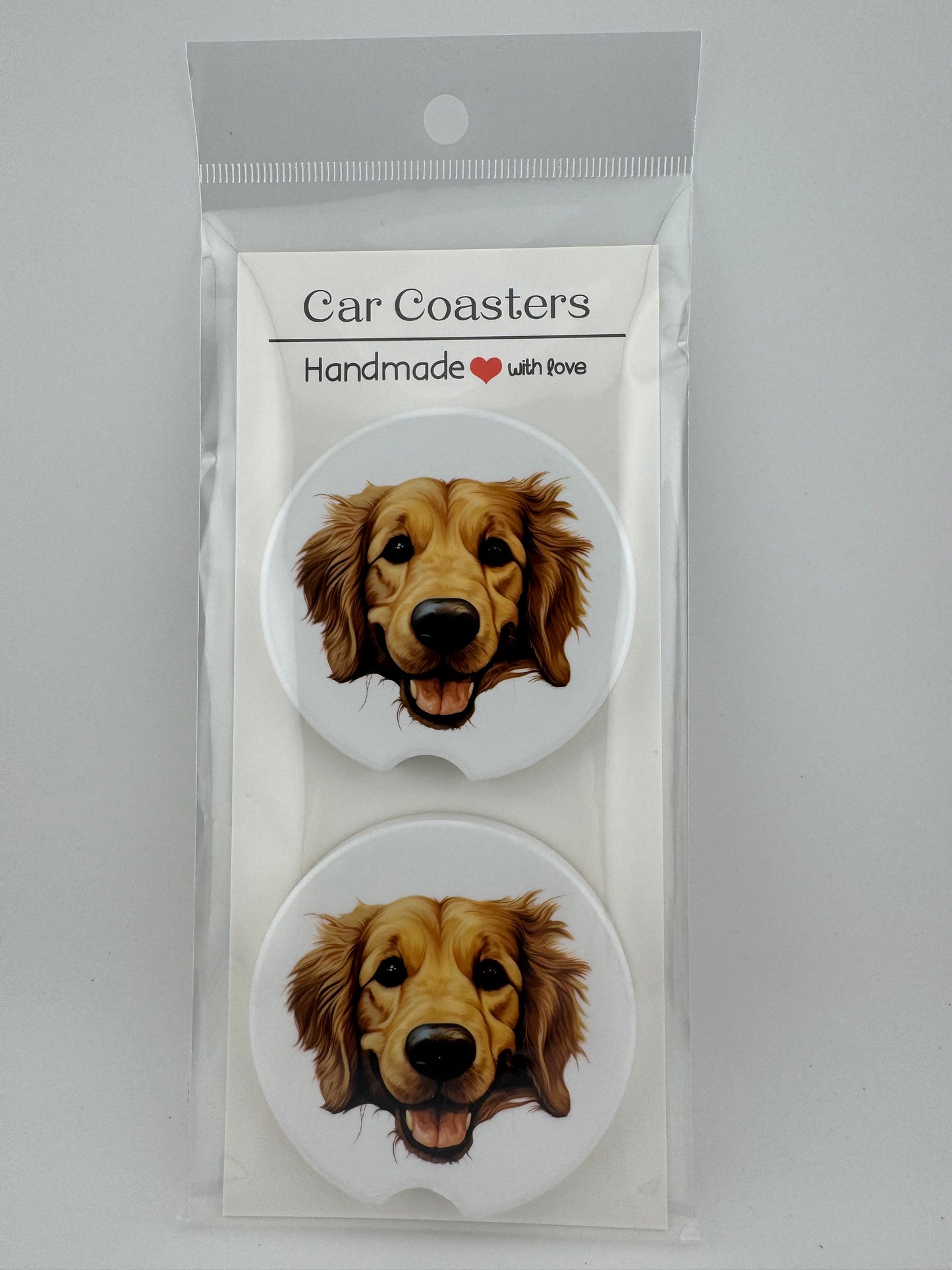 Car Coaster -- UV Printed -- Golden Retriever (Set of 2)