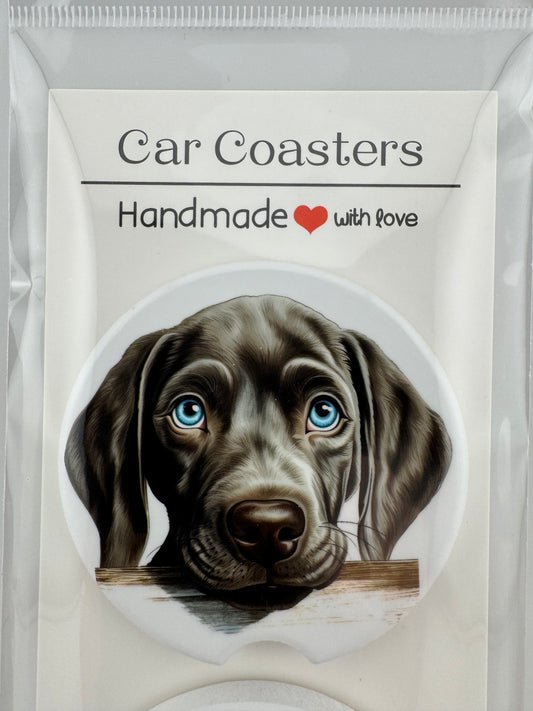 Car Coaster -- UV Printed -- Weimaraner (Set of 2)