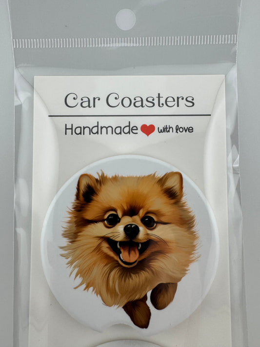 Car Coaster -- UV Printed -- Pomeranian (Set of 2)