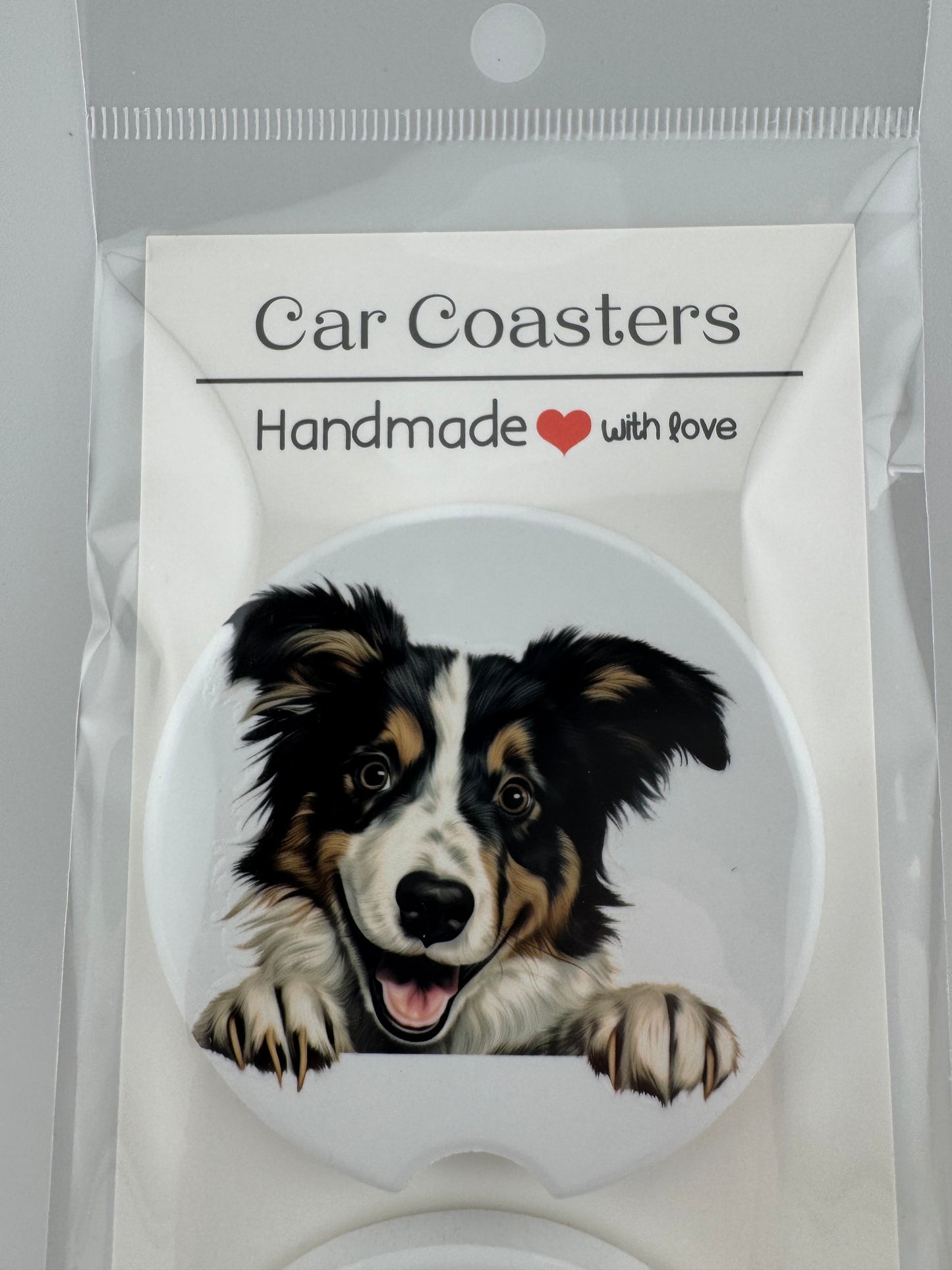 Car Coaster -- UV Printed -- Border Collie (Set of 2)