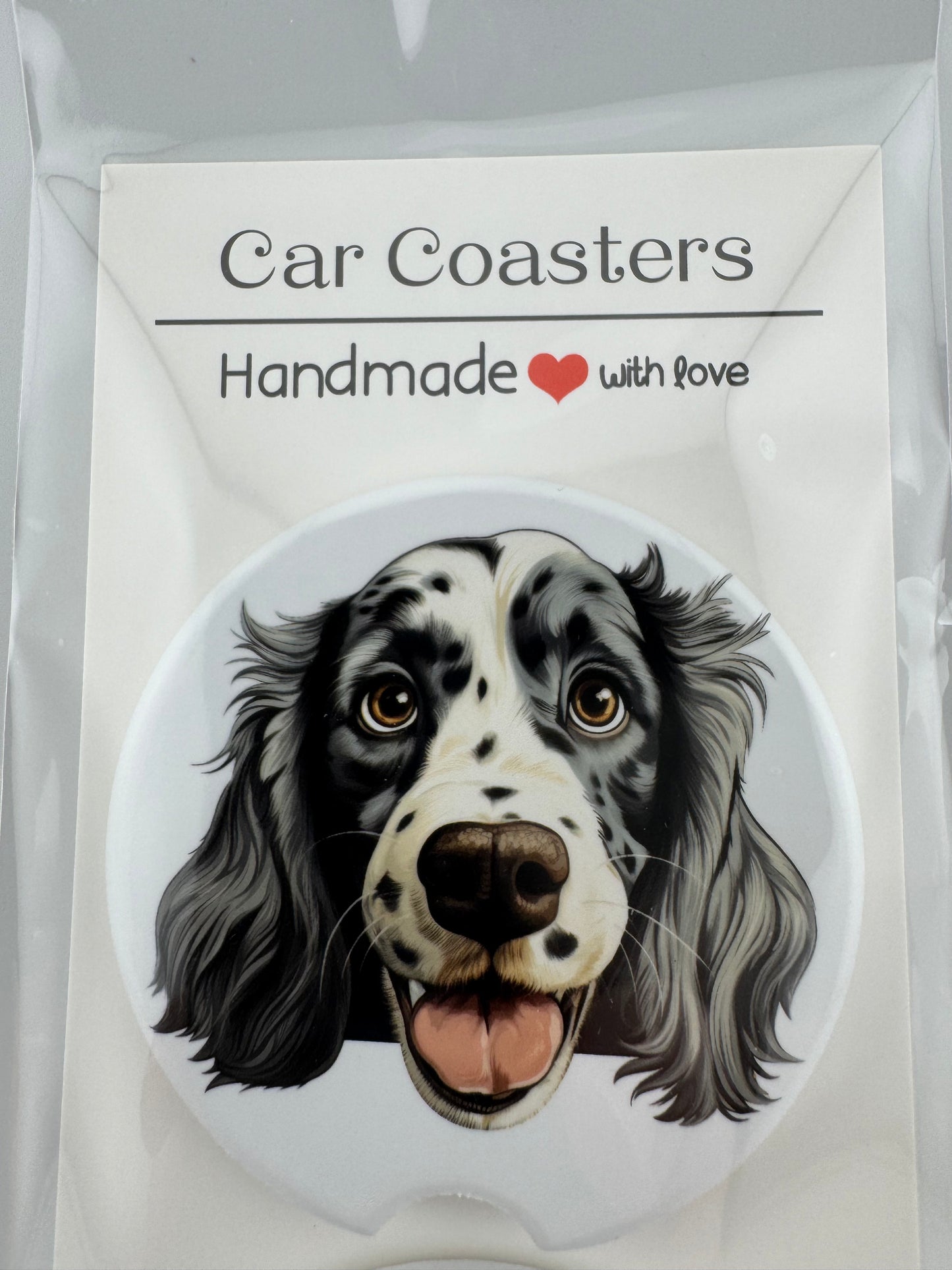 Car Coaster -- UV Printed -- English Setter (Set of 2)