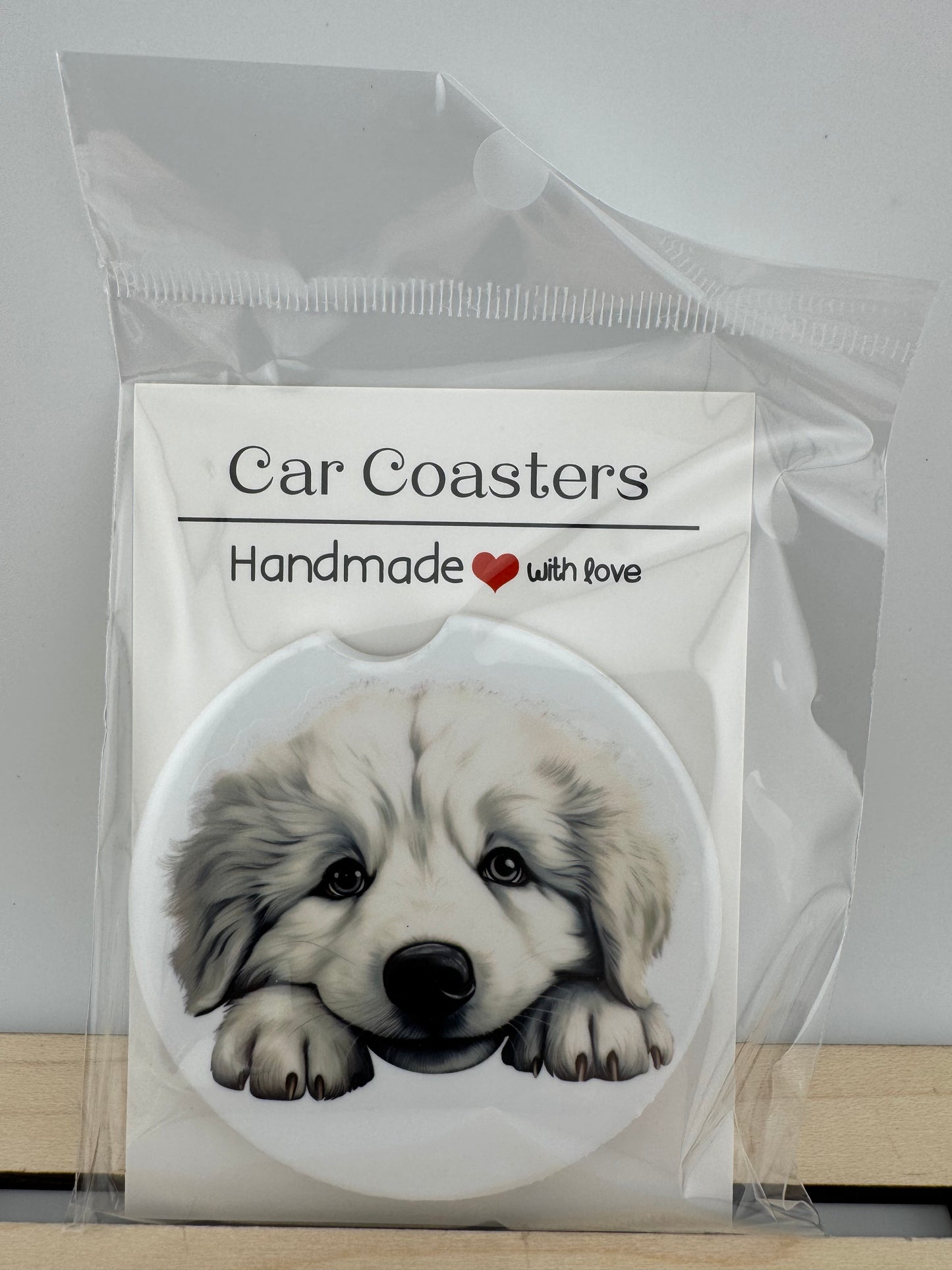 Car Coaster -- UV Printed -- Great Pyrenees