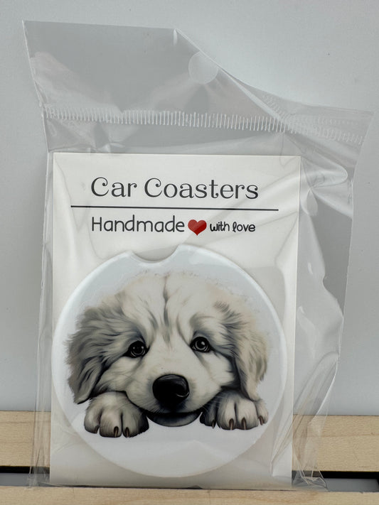 Car Coaster -- UV Printed -- Great Pyrenees