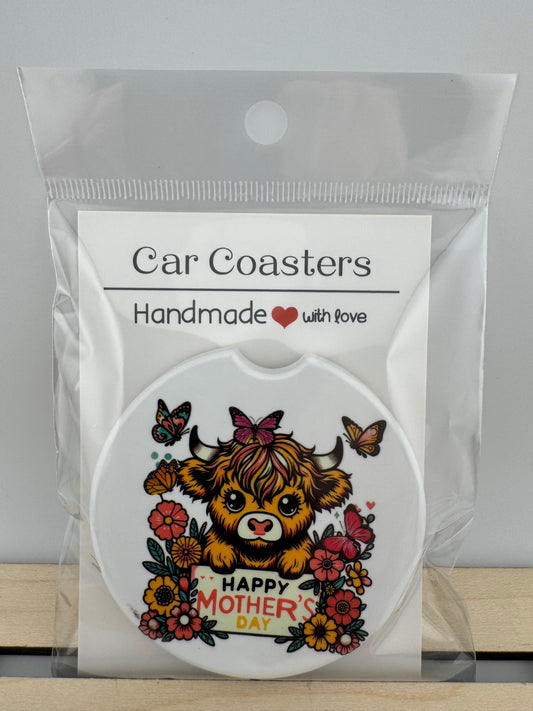 Car Coaster -- UV Printed -- Highland Happy Mother's Day