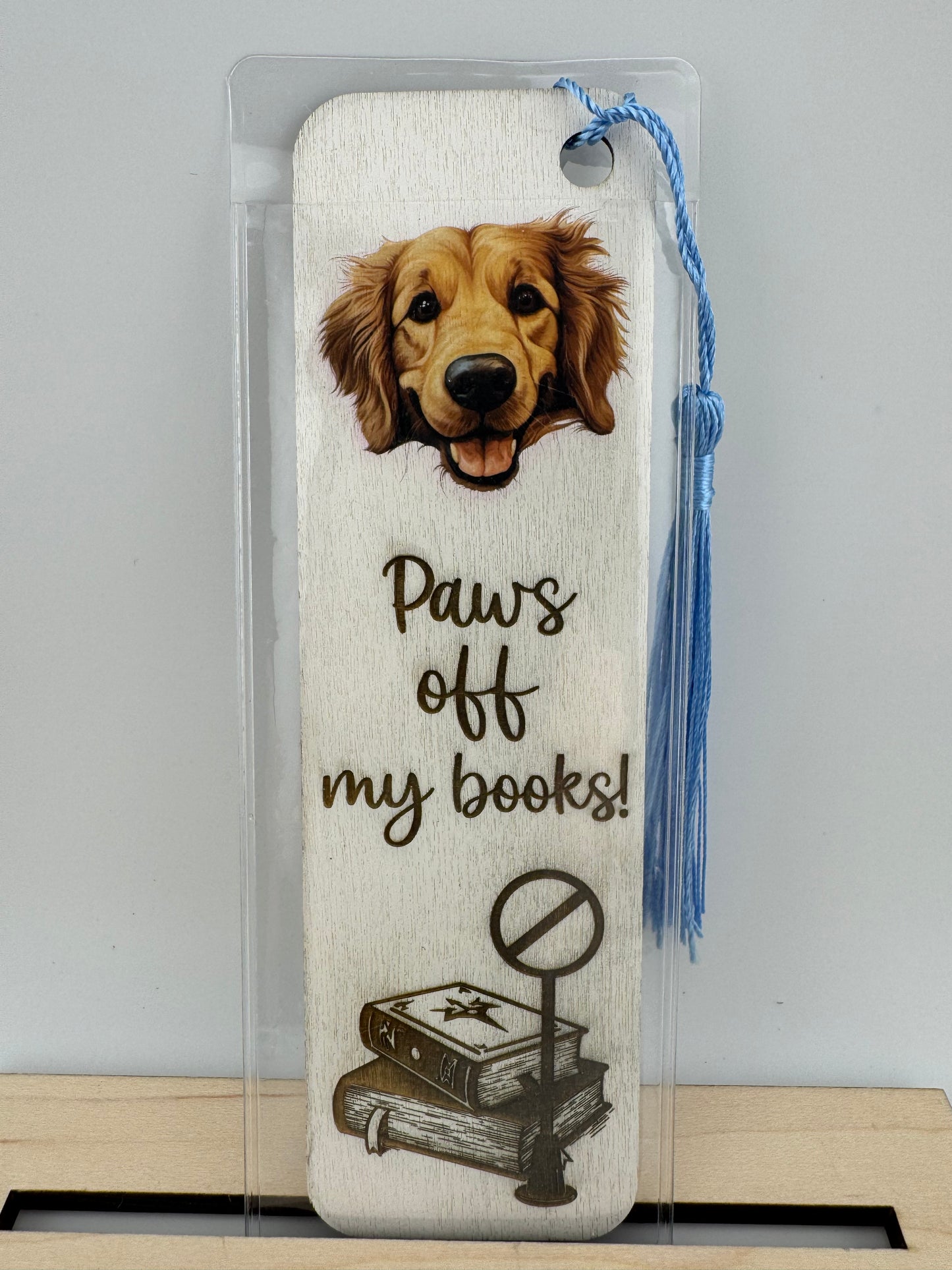 Bookmark -- UV Printed & Laser -- Golden Retriever -- Paws Off My Books