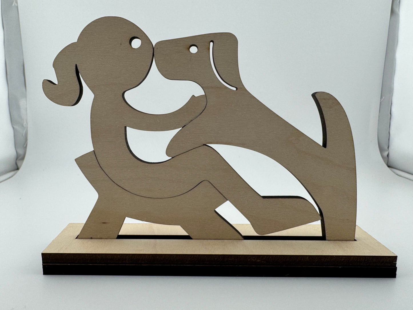 Figurine -- Laser -- Wood -- Girl Reclining With Dog
