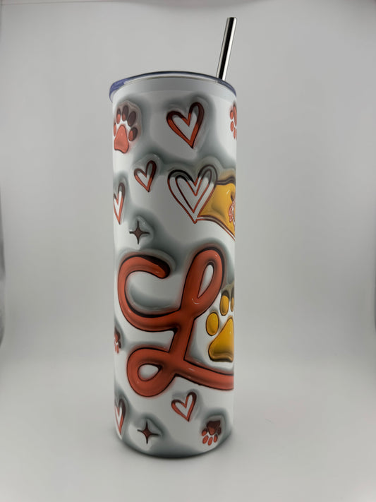 Tumbler -- 20 oz -- UV Printed -- Love Hand & Paw