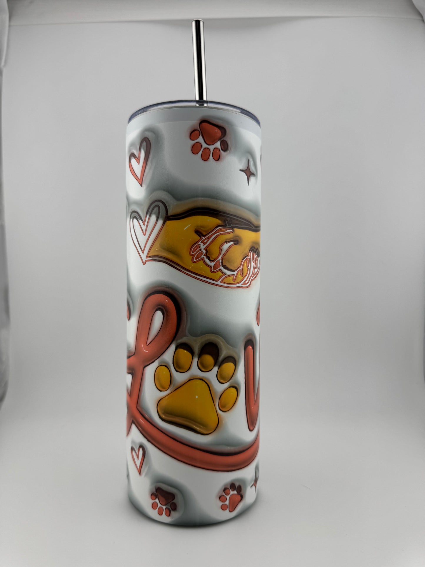 Tumbler -- 20 oz -- UV Printed -- Love Hand & Paw