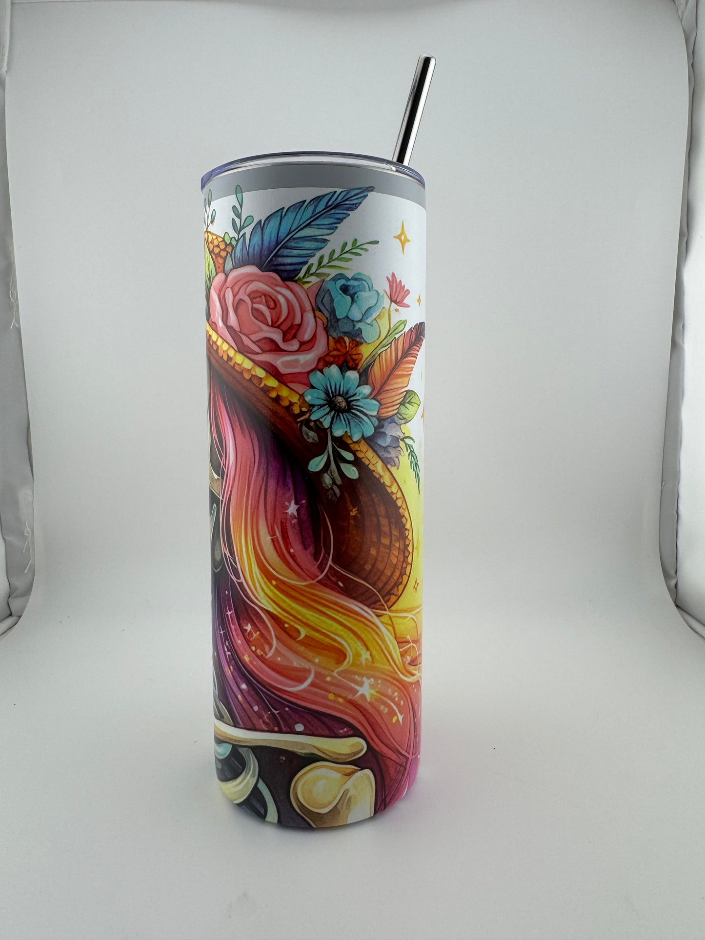Tumbler -- 20 oz -- UV Printed -- Skeleton With Flower Hat