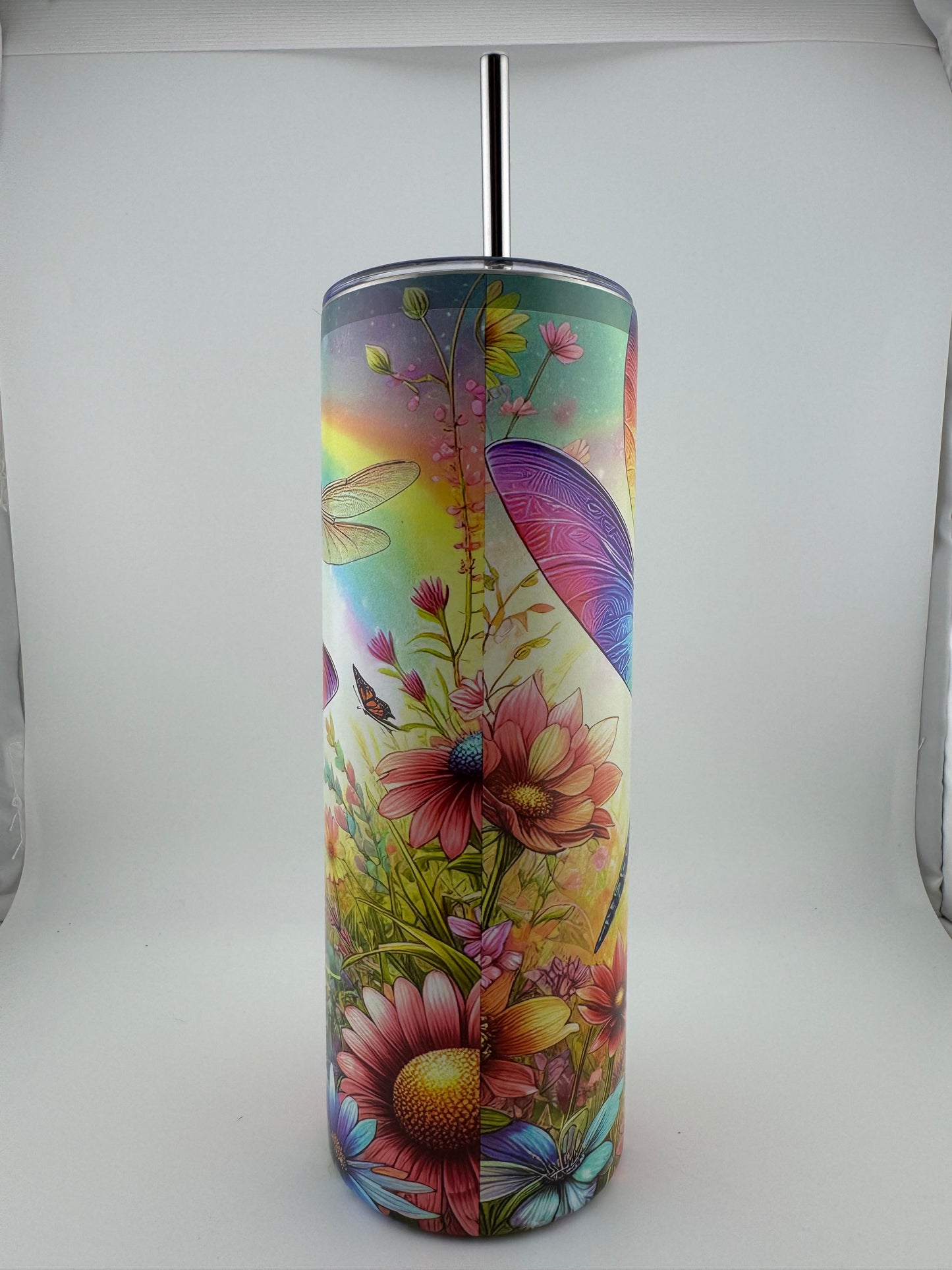 Tumbler -- 20 oz -- UV Printed -- Rainbow Dragonfly