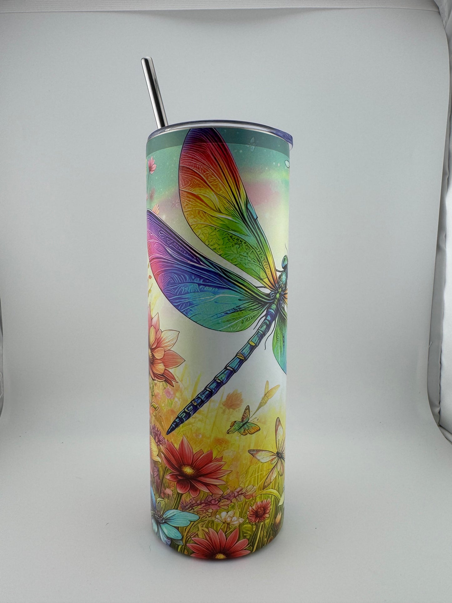 Tumbler -- 20 oz -- UV Printed -- Rainbow Dragonfly