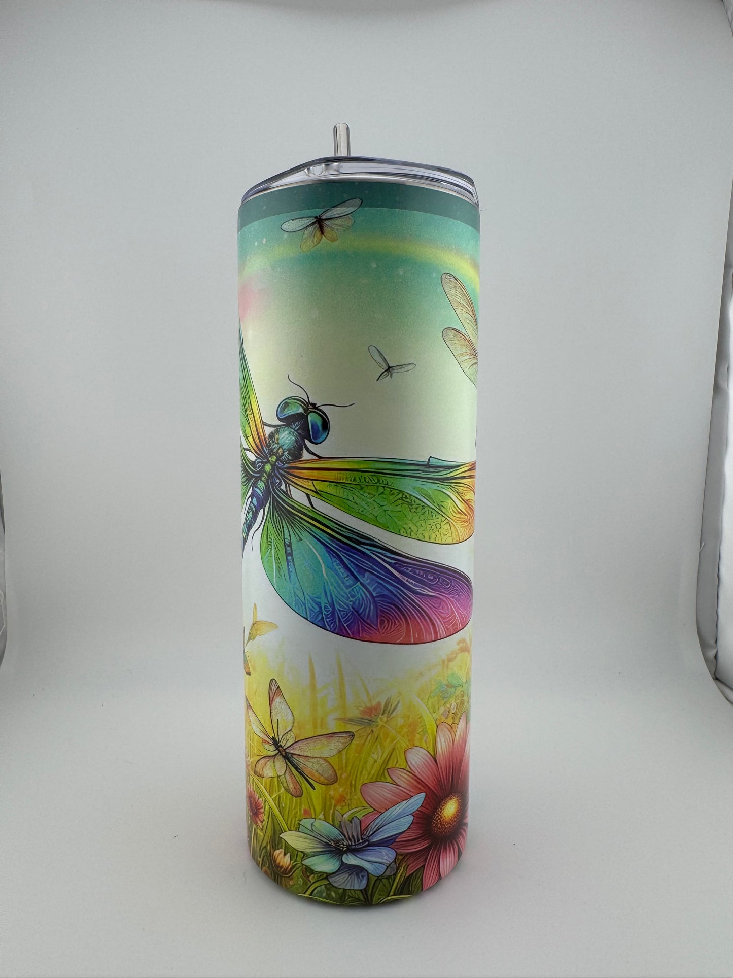 Tumbler -- 20 oz -- UV Printed -- Rainbow Dragonfly