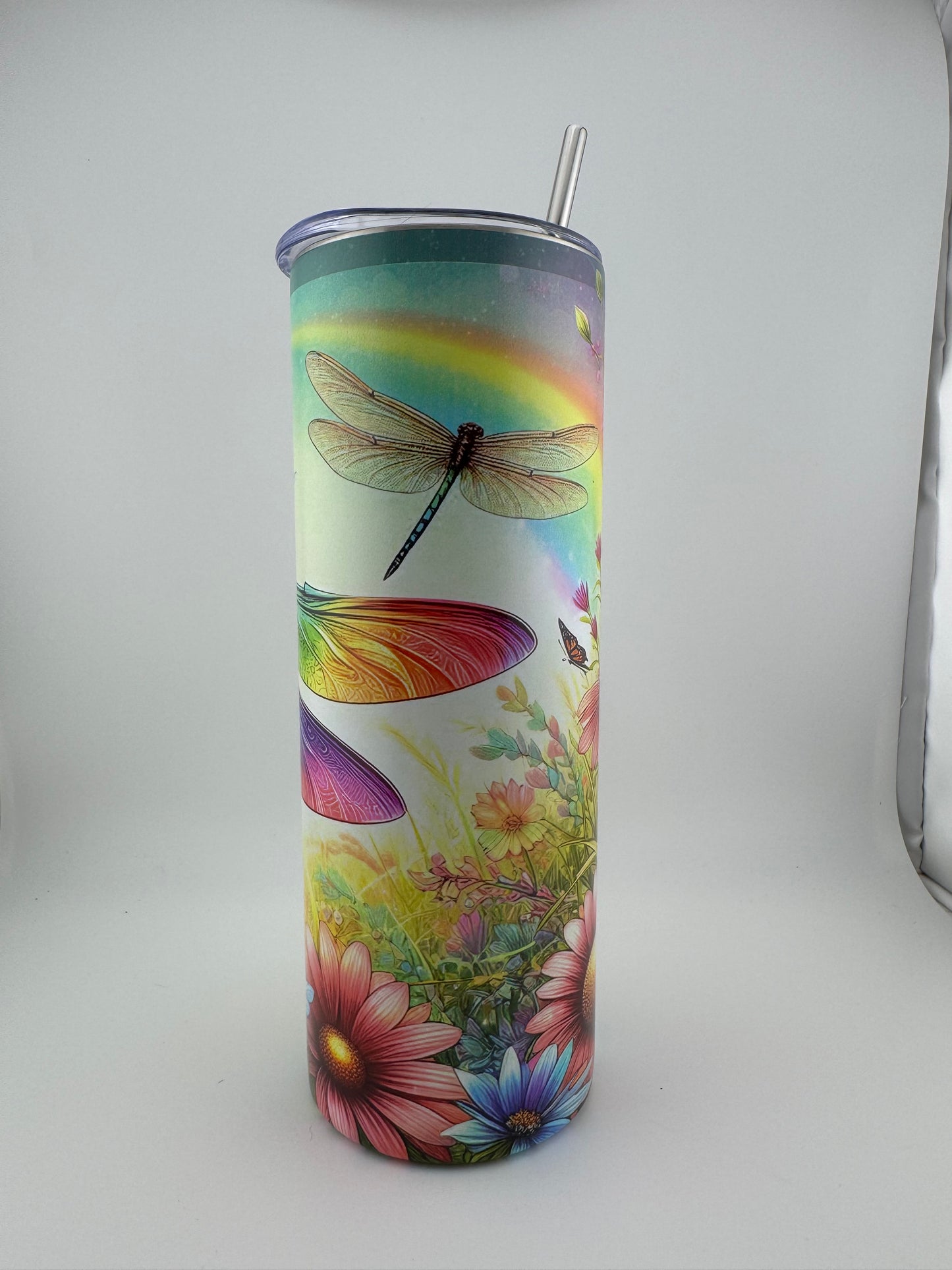 Tumbler -- 20 oz -- UV Printed -- Rainbow Dragonfly