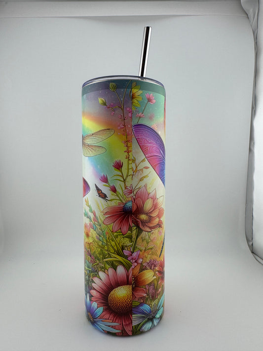 Tumbler -- 20 oz -- UV Printed -- Rainbow Dragonfly