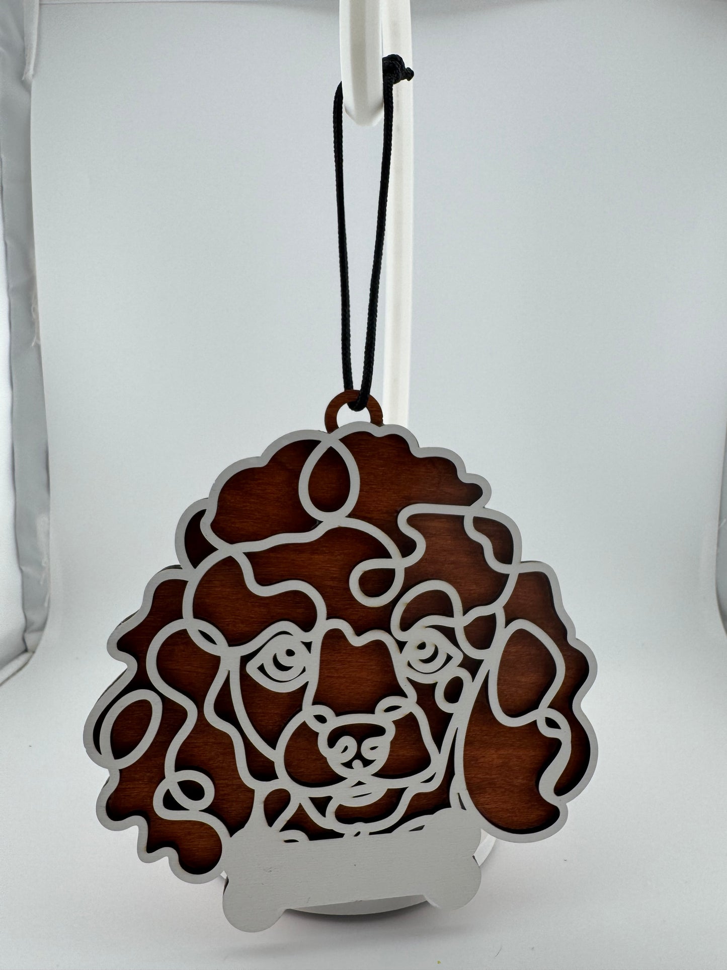 Ornament -- Laser -- Wood -- Poodle -- 3 Layer -- Personalized