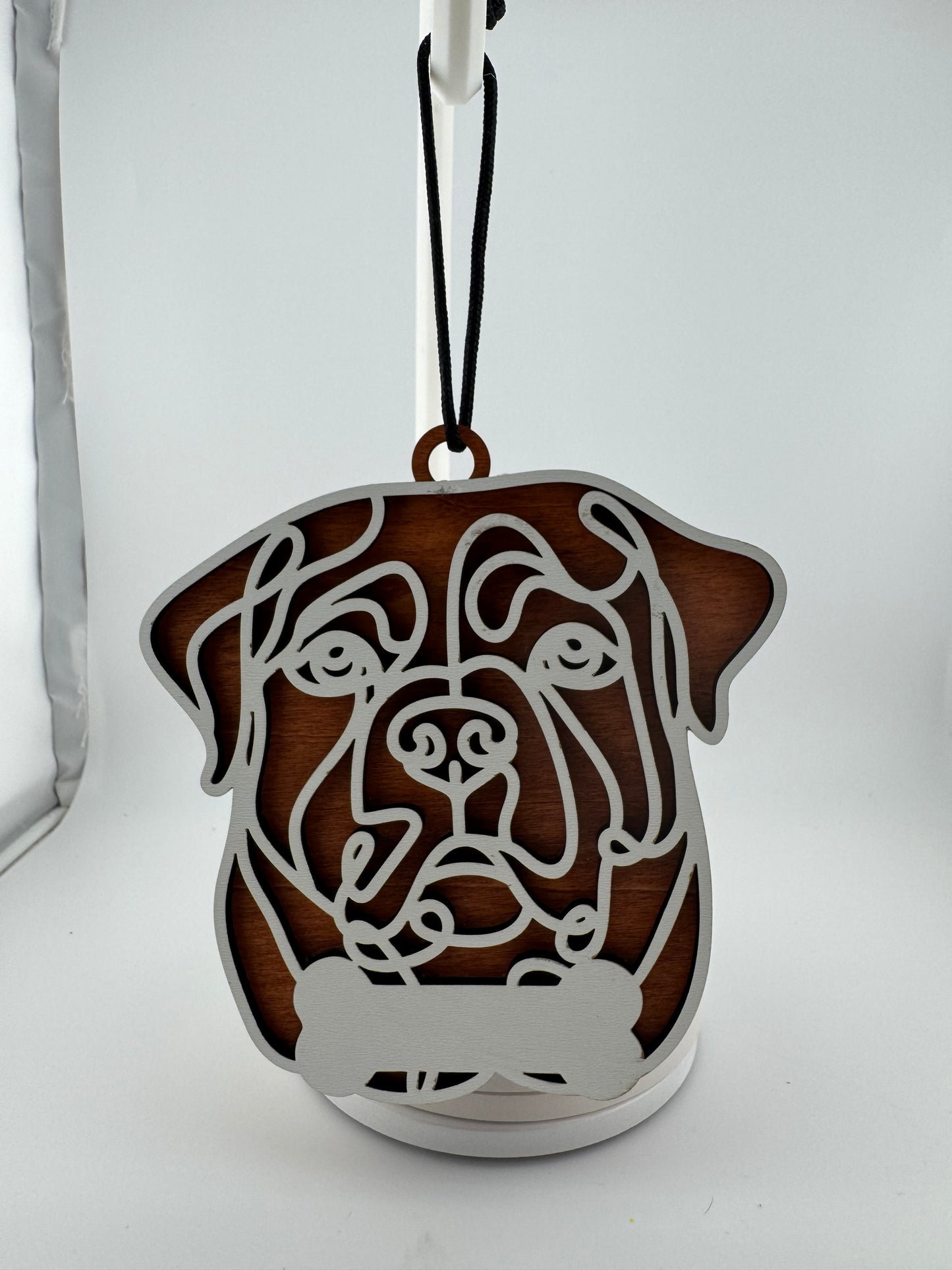 Ornament -- Laser -- Wood -- Rottweiler -- 3 Layer -- Personalized