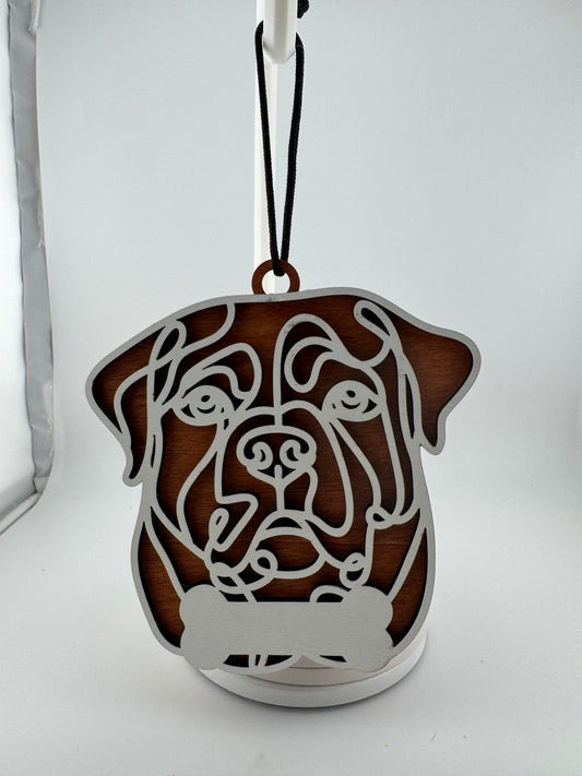 Ornament -- Laser -- Wood -- Rottweiler -- 3 Layer -- Personalized