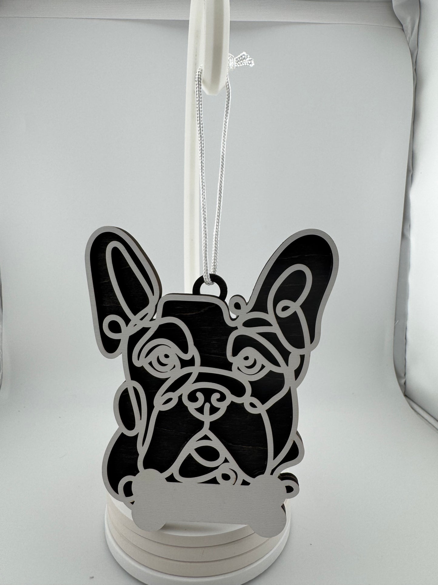 Ornament -- Laser -- Wood -- French Bulldog -- 3 Layer -- Personalized