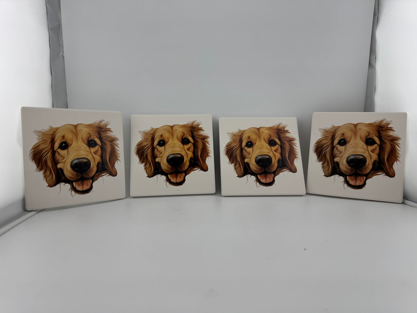 Coaster -- UV Printed -- Square -- Golden Retriever (Set of 4)