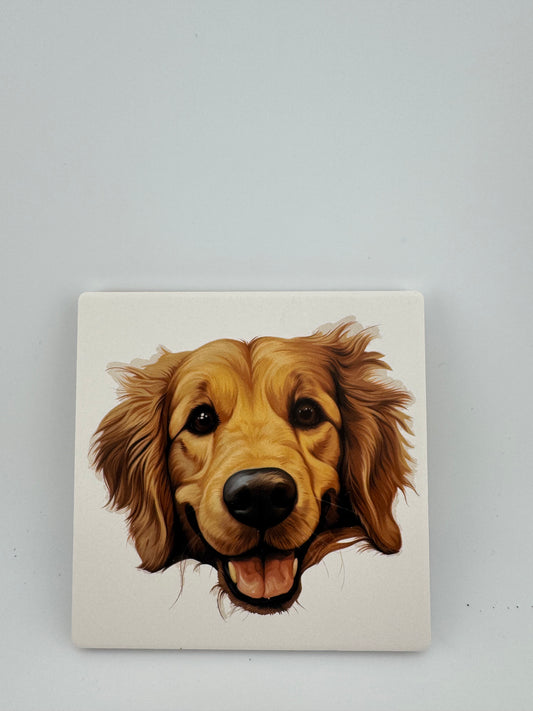 Coaster -- UV Printed -- Square -- Golden Retriever (Set of 4)
