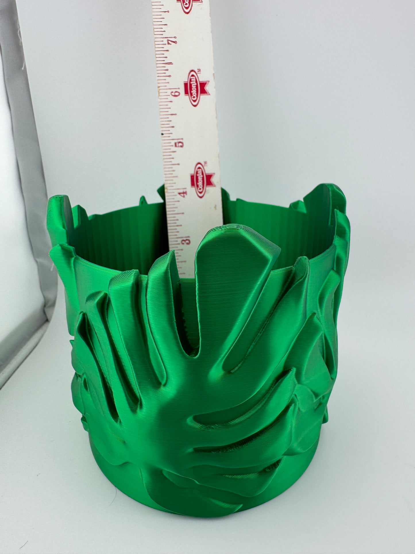 Flower Pot -- 3D Printed -- Jade Green Monstera Plant Pot