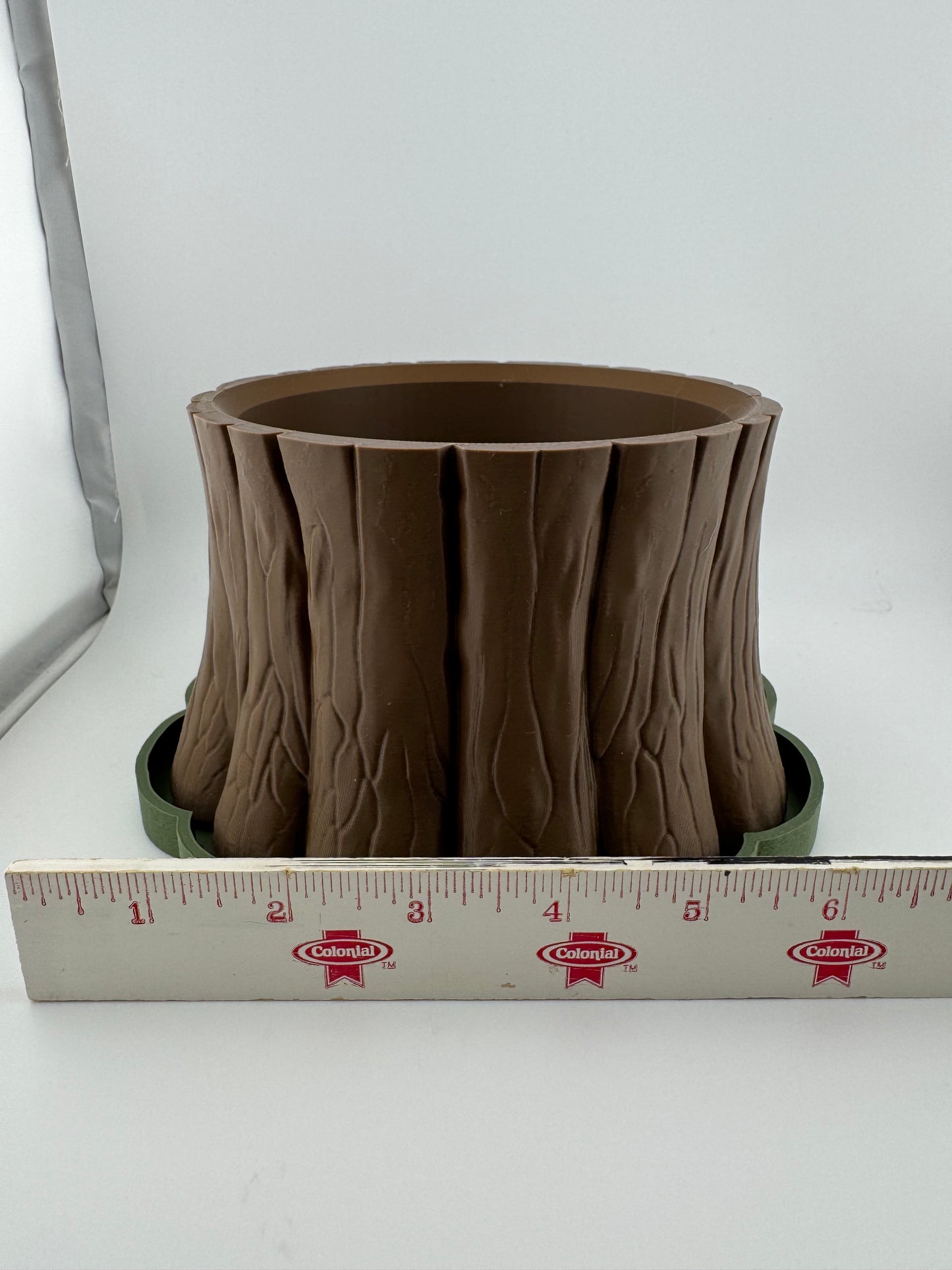 Flower Pot -- 3D Printed -- Tree Trunk Planter with Tray