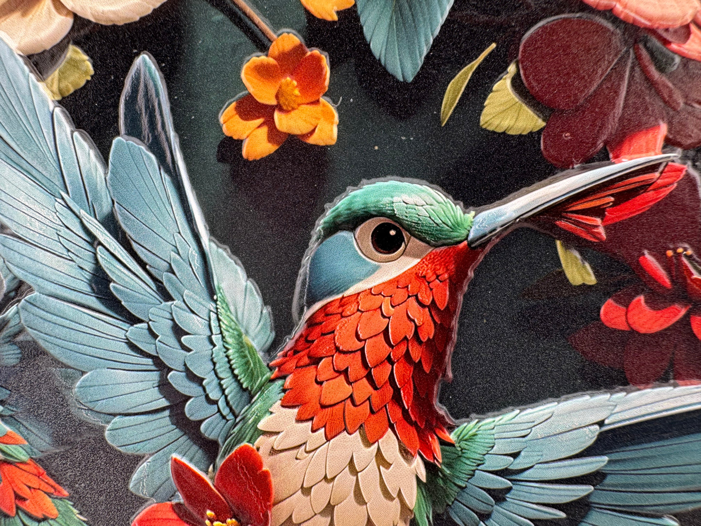 Box Wooden -- UV Printed -- Hummingbirds and Flowers