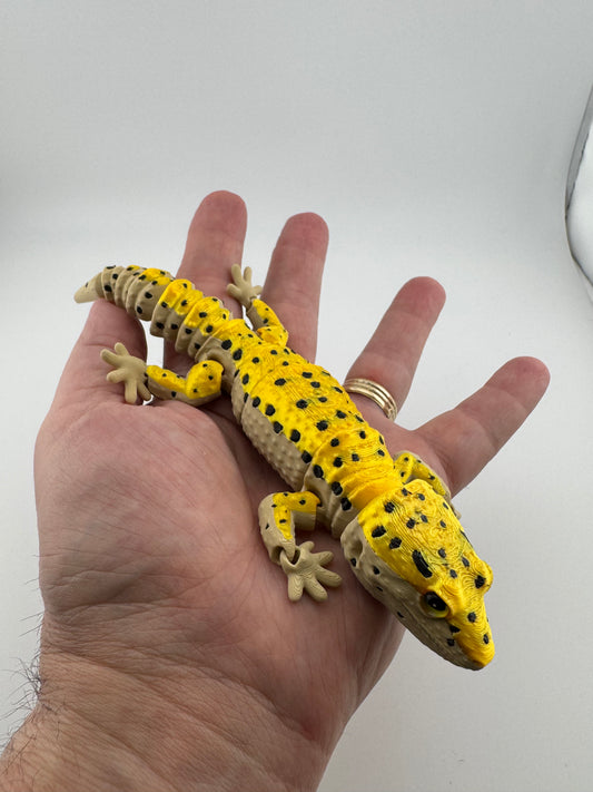 Reptile -- 3D Printed -- Painted Leopard Gecko (Yellow)