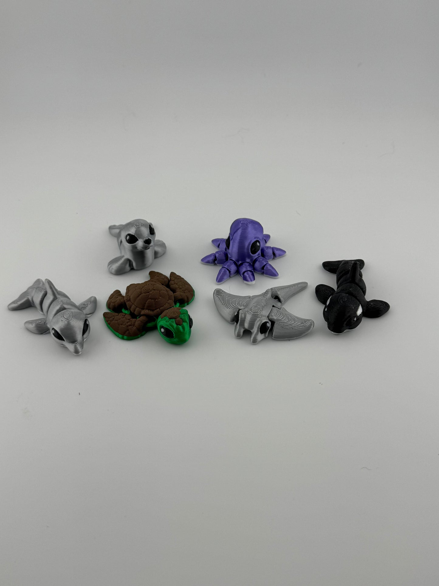 Sea Hatchlings -- 3D Printed -- Orca, Dolphin, Manta Ray, Sea Turtle, Seal, Octopus