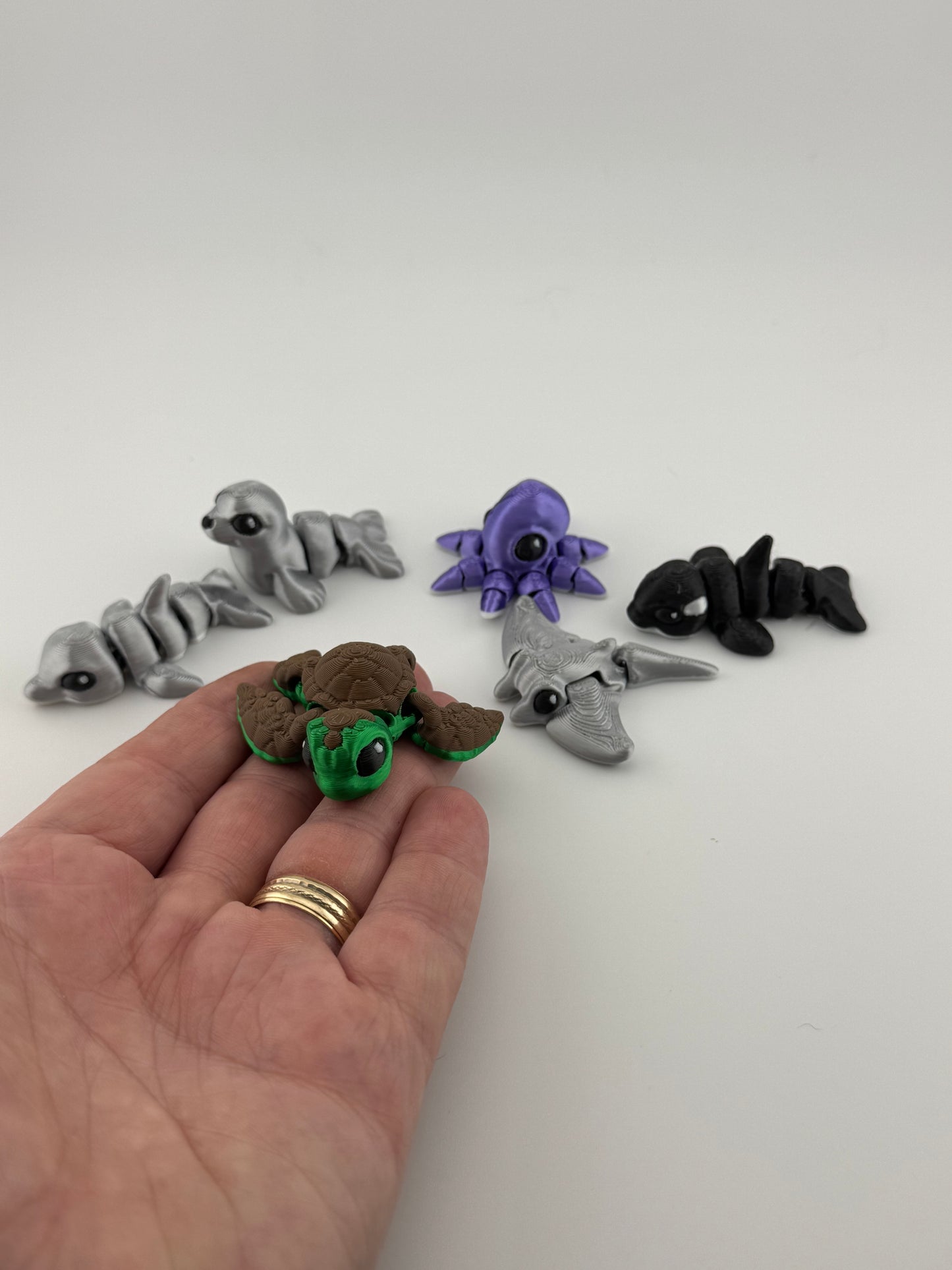 Sea Hatchlings -- 3D Printed -- Orca, Dolphin, Manta Ray, Sea Turtle, Seal, Octopus