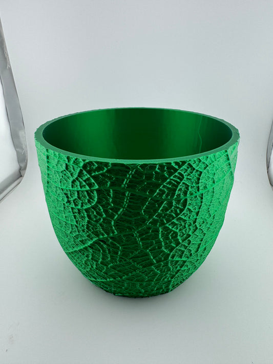 Flower Pot -- 3D Printed -- Leaf Texture Plant Pot