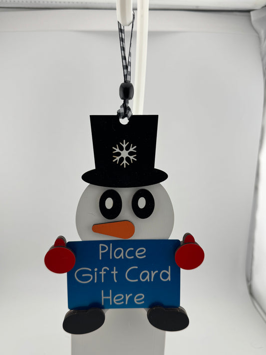 Ornament -- Laser -- Wooden -- GIft Card Holder -- Snowman