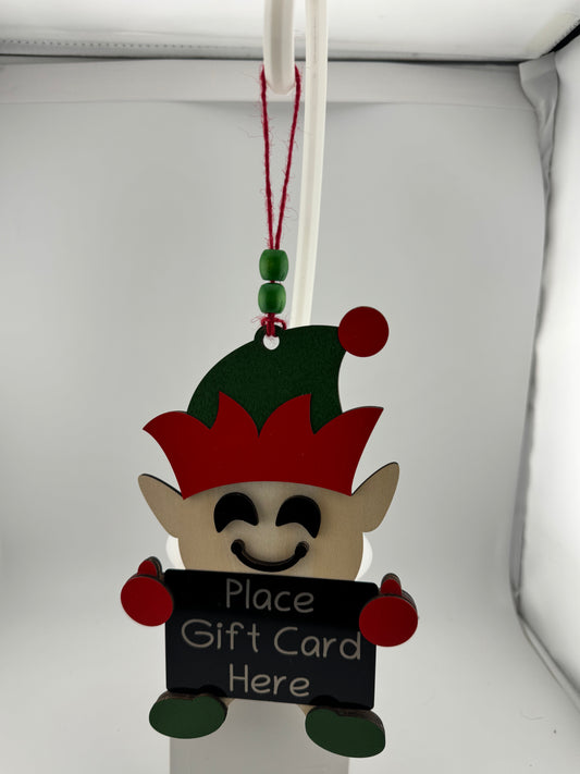 Ornament -- Laser -- Wooden -- Gift Card Holder Elf