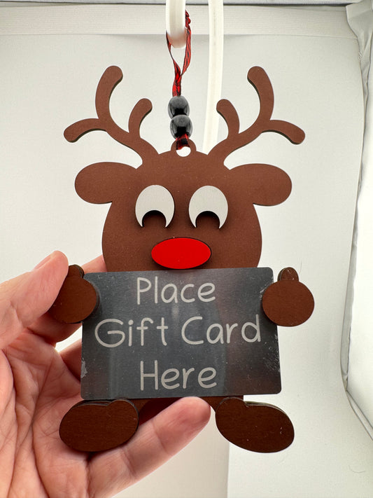 Ornament -- Laser -- Wooden -- Gift Card Holder Reindeer
