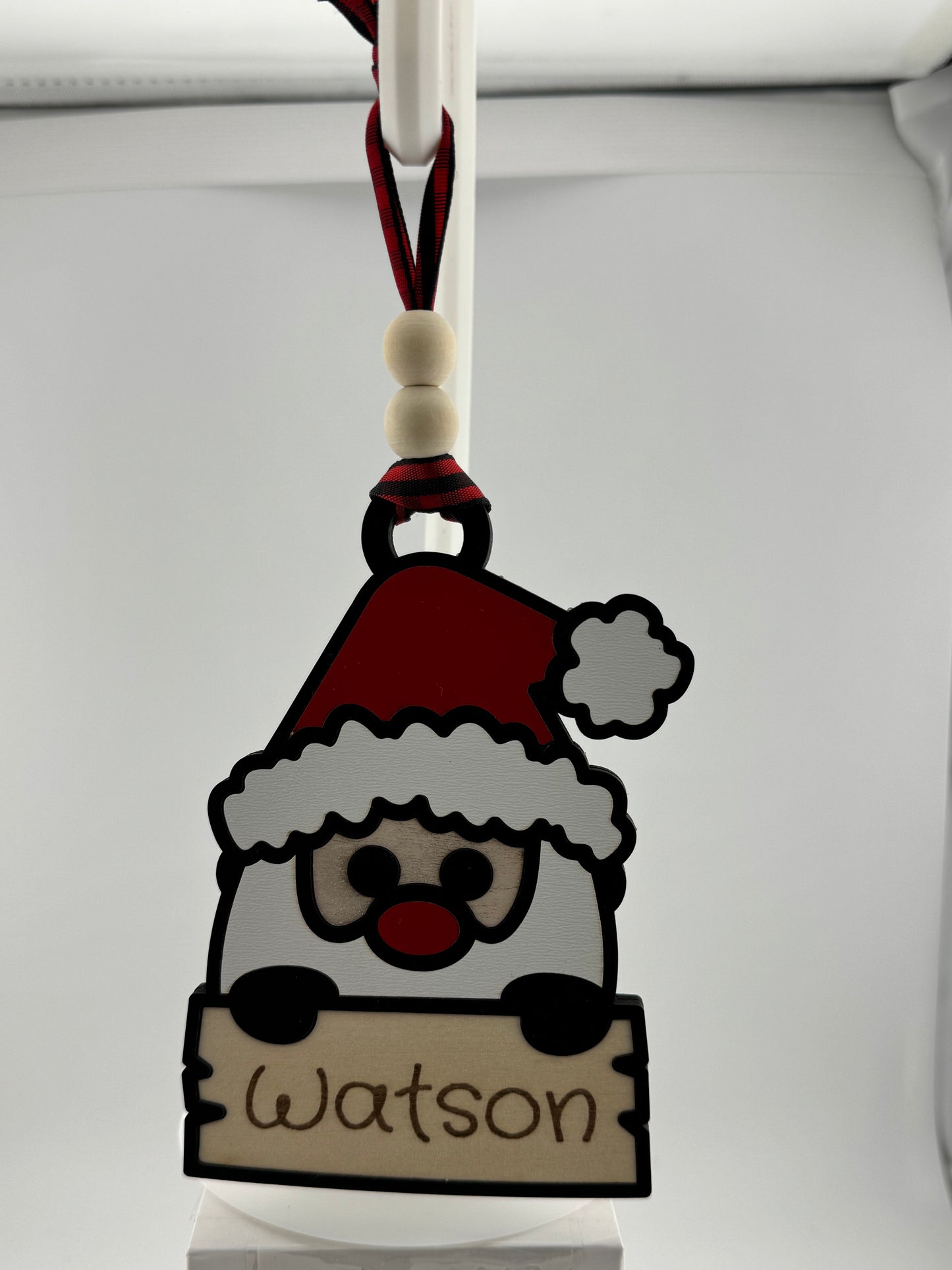 Ornament -- Laser -- Wooden -- Personalized -- Head Ornament Santa