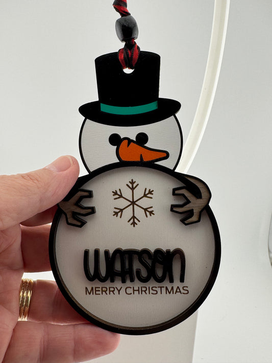Ornament -- Laser -- Wooden -- Personalized -- Christmas Characters Snowman